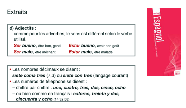 grammaire espagnole, les rgles de l'espagnol, carnet d'espagnol Bailly